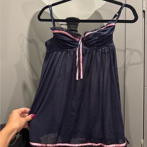 Elegant Navy and Pink Women's silk top